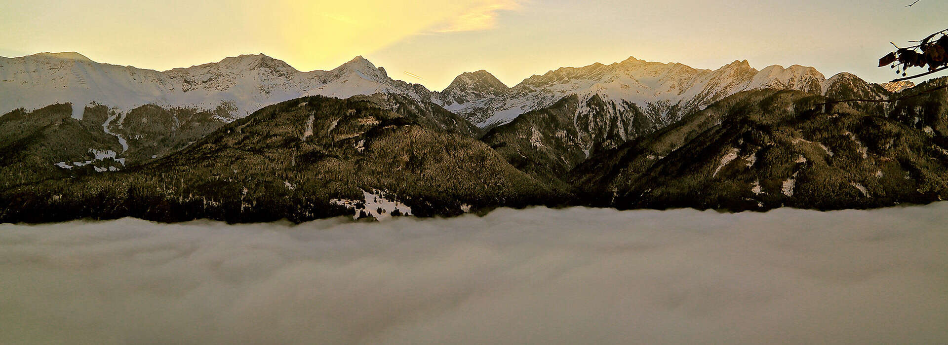 Winter landscape with sunset in Serfaus Fiss Ladis